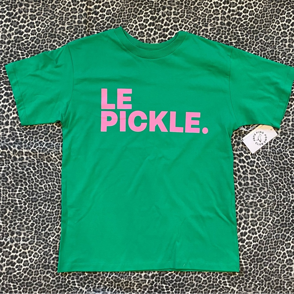 Ping Pong Surf Clubb Le Pickle T Shirttail Short Short Sleeve Green Size XXS NWT